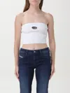 Diesel Ribbed Tube Top With Stylish Logo Plaque In Weiss