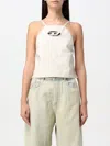 Diesel Open-back Leather Top In Weiss