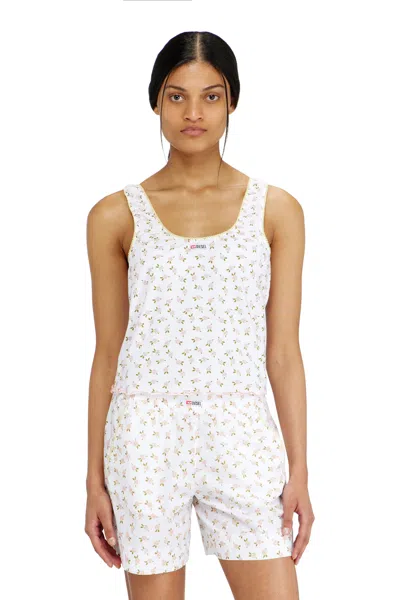 Diesel Stretch Cotton Top With Floral Print In White