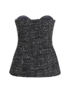 Diesel Bouclé Corset Top With Ultra-low Cut In Black