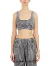 Diesel Top In Denim Con Micro Paillettes
