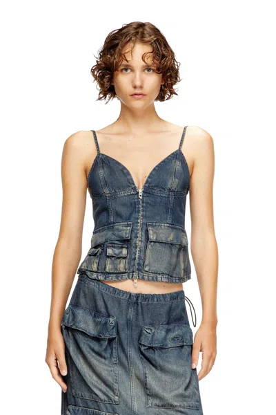 Diesel Top In Gradient Fluid Denim In Blue