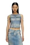 Diesel Top In Peel-off Denim And Jersey In Blue