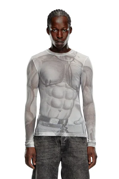 Diesel Top In Rete Con Stampa All-over In White