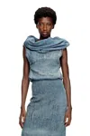 Diesel Tank Top In Cotton With Distressed Effect In Blue
