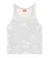 Diesel Top In Ultra-destroyed Jacquard Denim In White