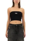 Diesel Ribbed Viscose Cropped Top M-clarksvillex In Black