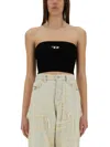 Diesel Ribbed Viscose Cropped Top M-clarksvillex In Black