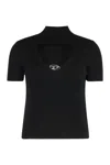 Diesel M-olive Cut-out Oval Hardware T-shirt In Black