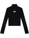 Diesel M-valari Top In Black Ribbed Stretch Jersey