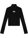 Diesel M-valari Top In Black Ribbed Stretch Jersey In Black