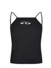 Diesel T-wilight Black Top With Halterneck And Oval D Logo Plaque On The Front In Wool Blend Woman In Black