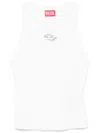 Diesel Sleeveless Ribbed Knit Top With Metallic Logo Detail In Multicolor