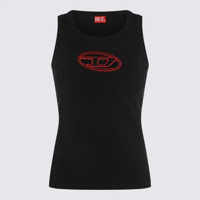 Diesel Logo-embroidered Sleeveless Tank Top In Black