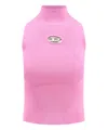 Diesel Ribbed-knit High-neck Top In Pink