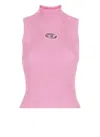 Diesel Ribbed-knit High-neck Top In Pink