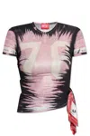 Diesel 't-dasha' Multicolor T-shirt With All-over Bandana Print And Side Scarf Detail In 7exa