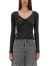 Diesel Long-sleeve Top With Denim Effect