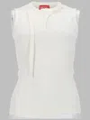 Diesel Sleeveless Ribbed Zip-front Top With Tie Strap In White