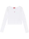 Diesel Womens 100 T-uncutie-long-ls-od Brand-embellished Cotton-jersey Top In White
