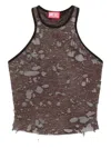 Diesel Tank Top In Destroyed Jersey In Brown