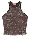 Diesel Tank Top In Destroyed Jersey In Brown