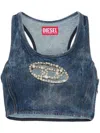 Diesel Denim Crop Top With Jewel Buckle