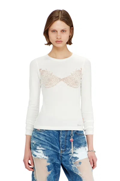 Diesel Top With Devoré Lace Effect In White