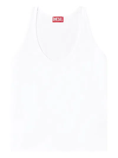 Diesel Slim Ribbed Tank Top In White