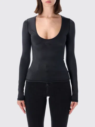 Diesel Elphin Long-sleeve Scoop-neck Top In Black