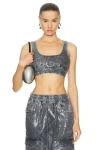 Diesel De-toppy-s Denim Crop Top In Black & Denim