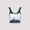 Diesel Cropped Ribbed Tank Top In Blue