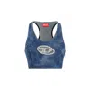 Diesel Denim Crop Top With Jewel Buckle In Blue