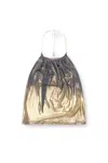 Diesel Chain Strap Crop Top With Gathered Neckline In Gray