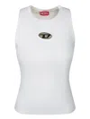 Diesel Sleeveless Top With Geometric Cut-out Logo Detail In White