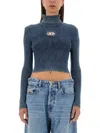 Diesel Cropped Slim-fit Top With Ribbed Texture