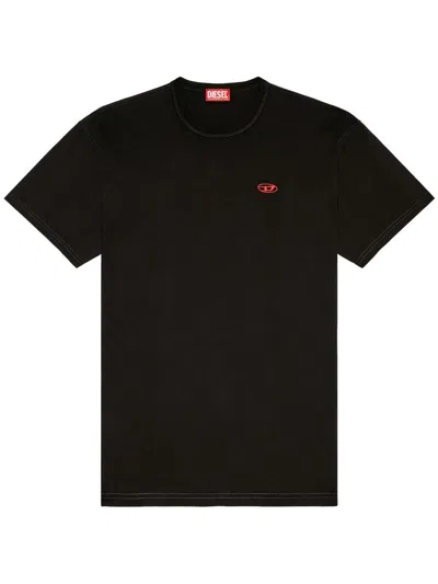 Diesel Biologic Cotton T-shirt With Frontal Oval-d Logo In Black