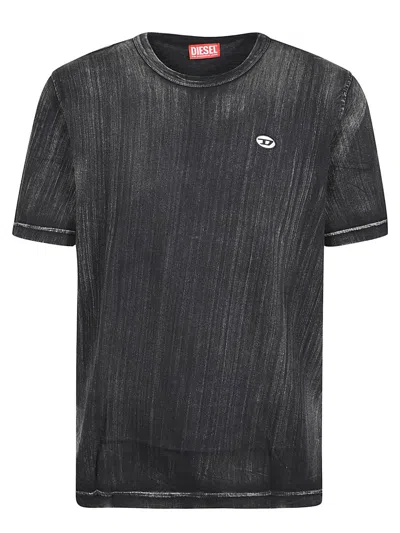 Diesel Biologic Cotton T-shirt With Frontal Oval-d Logo In Black