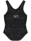 Diesel Open-back Top With Marbled Effect In Black