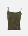 Diesel Logo-patch Distressed Tank Top In Green