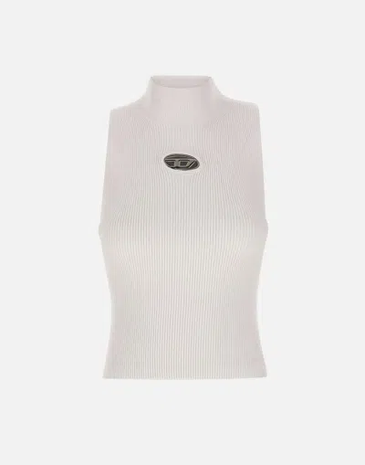 Diesel Viscose Blend Top With Logo In White