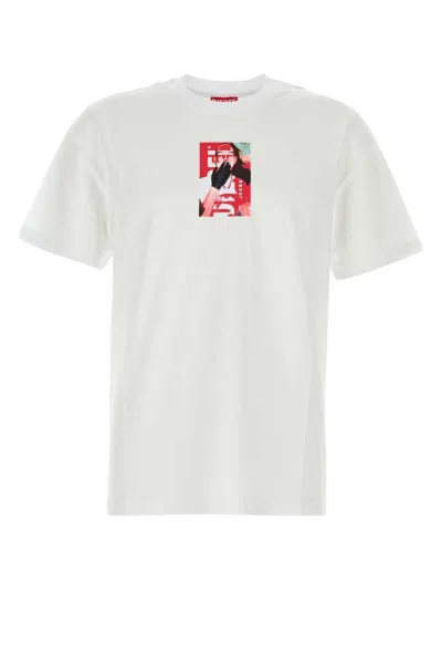 Diesel Mens 100 T-just-n11 Branded-print Cotton-jersey T-shirt In White