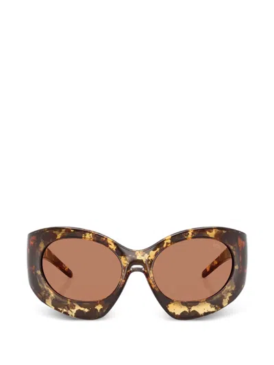 Diesel Tortoiseshell-effect Oval-frame Sunglasses In Brown
