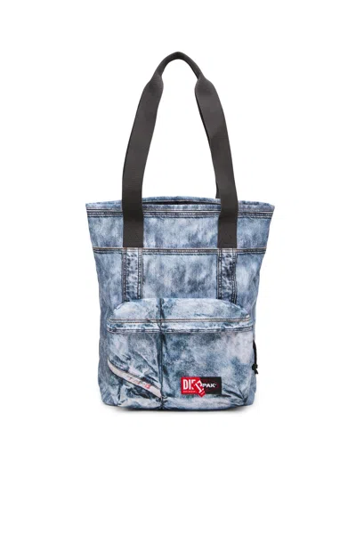 DIESEL TOTE BAG IN TROMPE L'OEIL DENIM