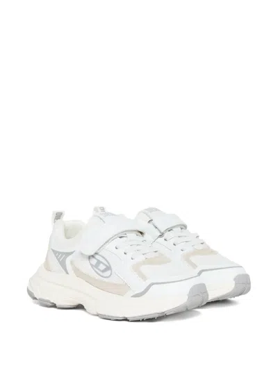 Diesel Kids' Touch-strap Sneakers In White