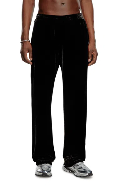 Diesel Track Pants In Treated Velvet In Black