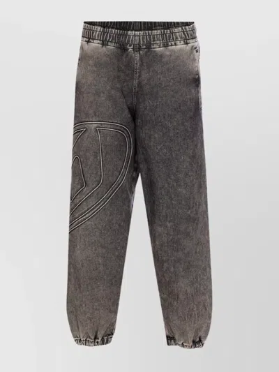 Diesel Track Pants With Embroidered Detail And Pockets In Grey