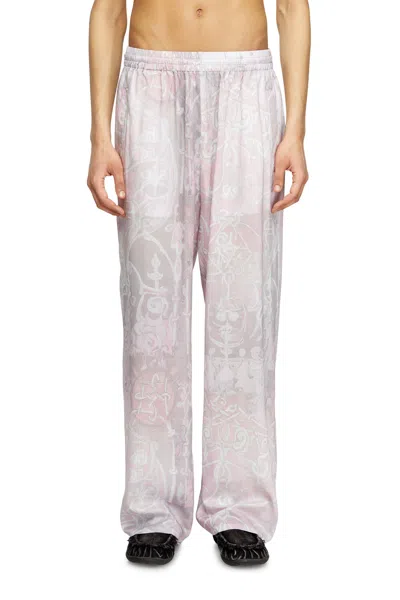 Diesel Track Pants With Medieval Print In Pink