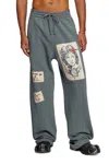 Diesel Track Pants With Tattoo Patches In Grey