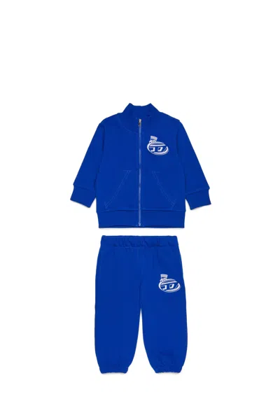Diesel Kids' Tracksuit Set With  Funny Racing Graphics In Blue